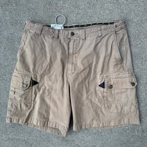 Orvis Y2K Gorpcore Cargo Shorts Canvas Cotton Size 38 Beige Utility Paratrooper